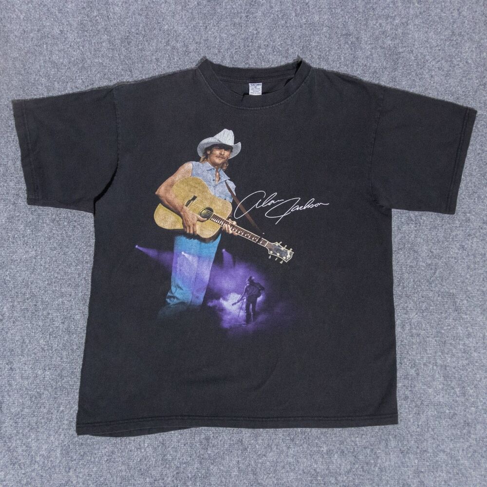 Vintage Alan Jackson Double Sided Graphic Faded Black TShirt XL Country Tour